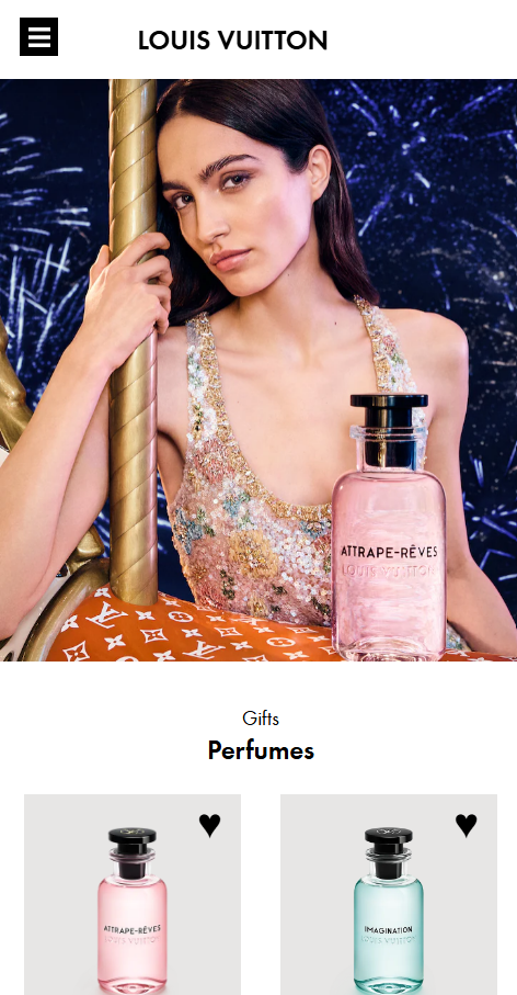 Louis Vuitton perfumes gift page