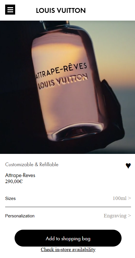 Louis Vuitton product detail page: Attrape-Rêves
